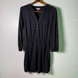 Lilly Pulitzer Black Beckett Dress Pima Cotton Size Large  Neutral Minimalist